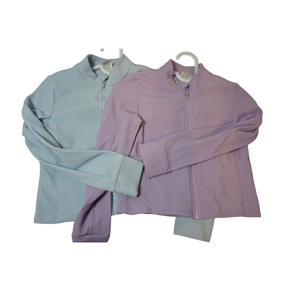 All In Motion Girls Ribbed Full Zip Active Jacket 2 Pack Blue Purple S 6/7 M 8